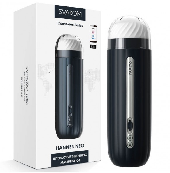 USA SVAKOM - HANNES NEO Interactive Powerful Throbbing Masturbator APP-CONTROLLED (Chargeable - Black)